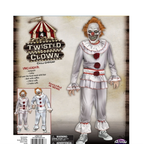 Boys Fun World Twisted Clown Gray and White - Picture 2 of 2